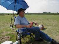 Man under brolly