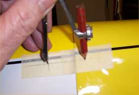 Compass on previous mark to find mount block hole