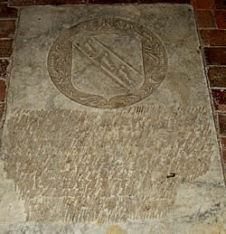 Defaced stone in Doddington Church